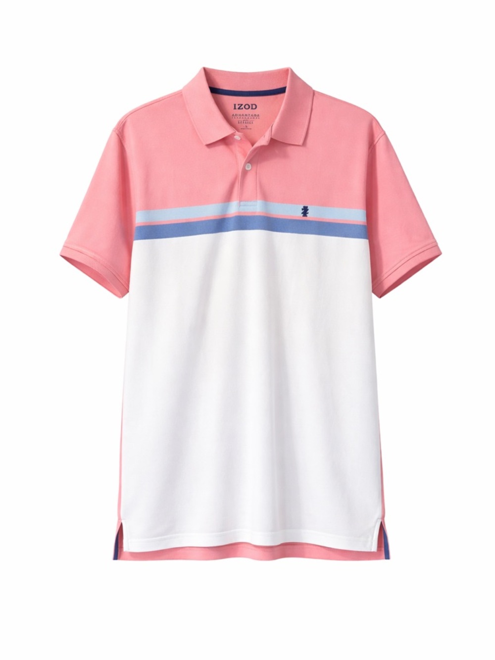 Izod Men's Advantage Performance 3 Button Polo Shirt Size Large Top Pink